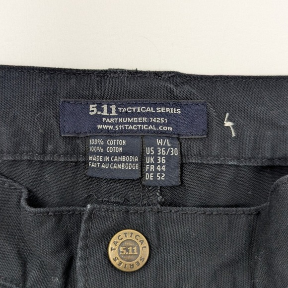 5.11 Tactical Series Men 36x30 Black Cotton Cargo Pants 74251 Utility Workwear - Picture 6 of 12